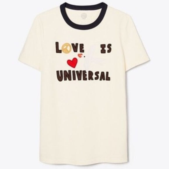 Tory Burch Love Is Universal Patch-Embellished T-Shirt - Picture 1 of 3